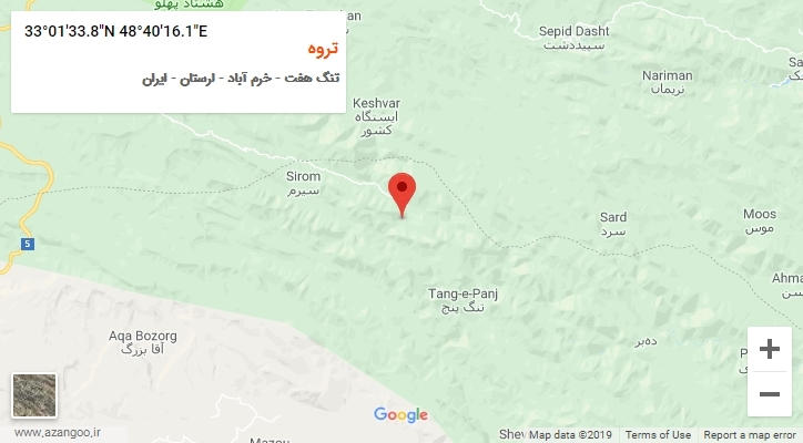 روستای تروه بر روی نقشه