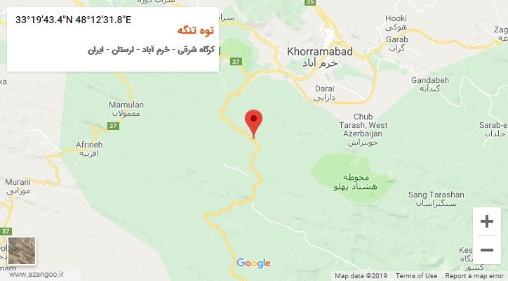 روستای توه تنگه بر روی نقشه