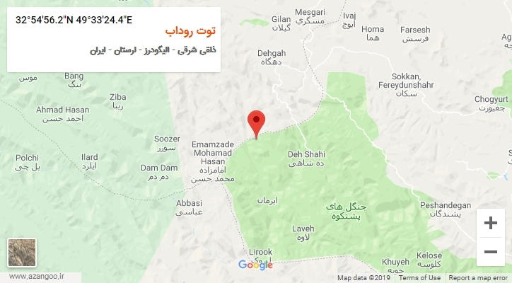 روستای توت روداب بر روی نقشه