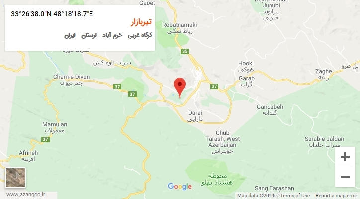 روستای تیربازار بر روی نقشه