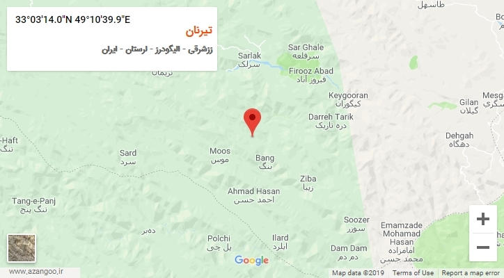روستای تیرنان بر روی نقشه