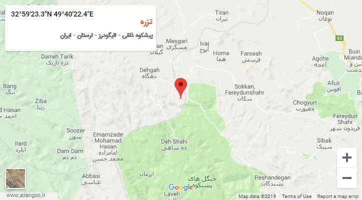 روستای تزره بر روی نقشه
