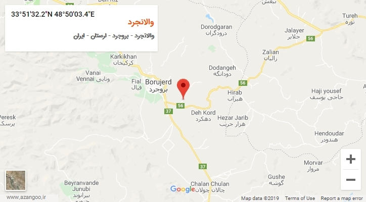 روستای والانجرد بر روی نقشه