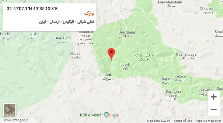 روستای وارک بر روی نقشه