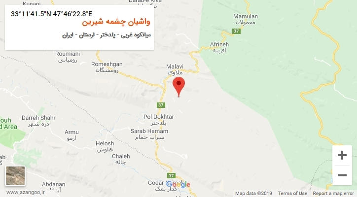 روستای واشیان چشمه شیرین بر روی نقشه