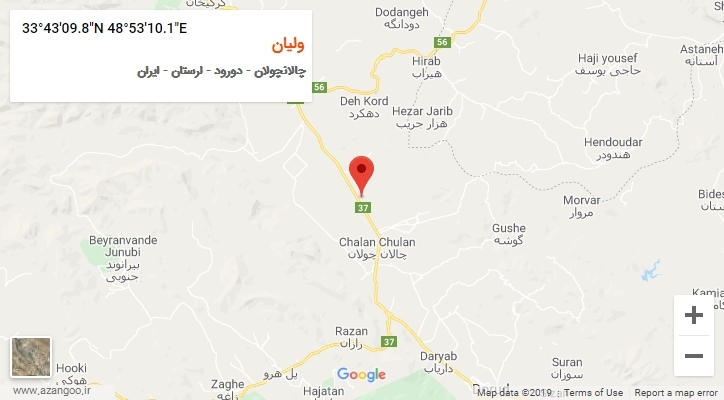 روستای ولیان بر روی نقشه