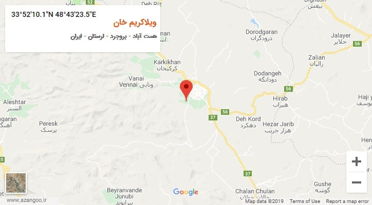 روستای ویلاکریم خان بر روی نقشه