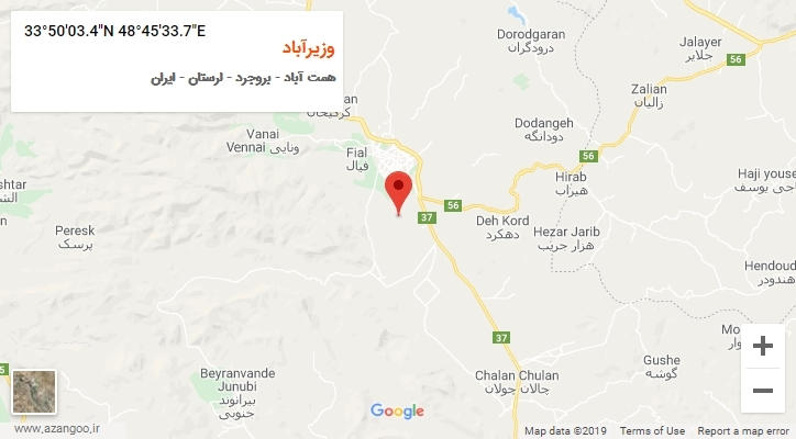 روستای وزیرآباد بر روی نقشه