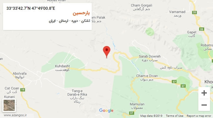 روستای یارحسین بر روی نقشه