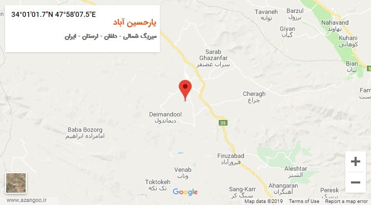 روستای یارحسین آباد بر روی نقشه