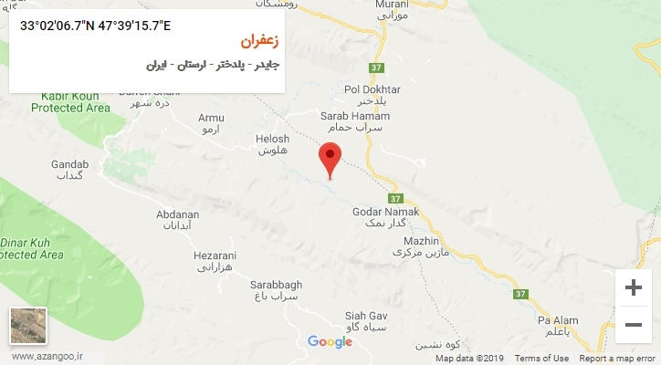 روستای زعفران بر روی نقشه