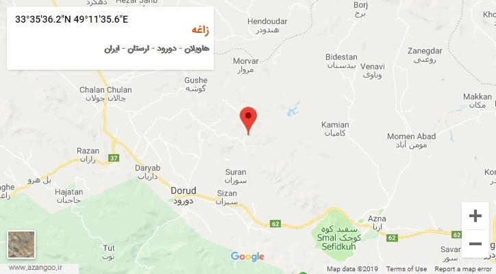 روستای زاغه بر روی نقشه