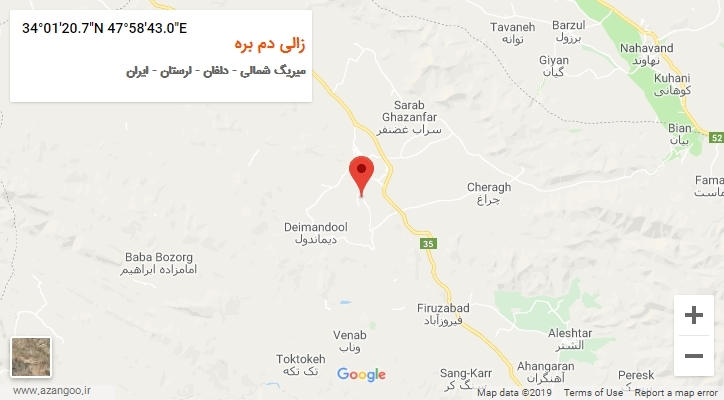 روستای زالی دم بره بر روی نقشه