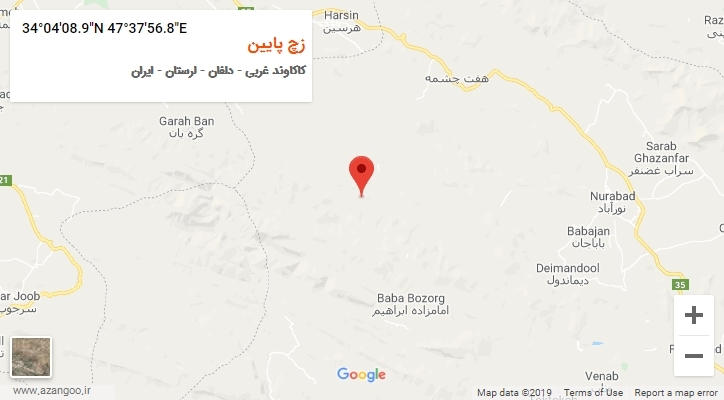 روستای زچ پایین بر روی نقشه