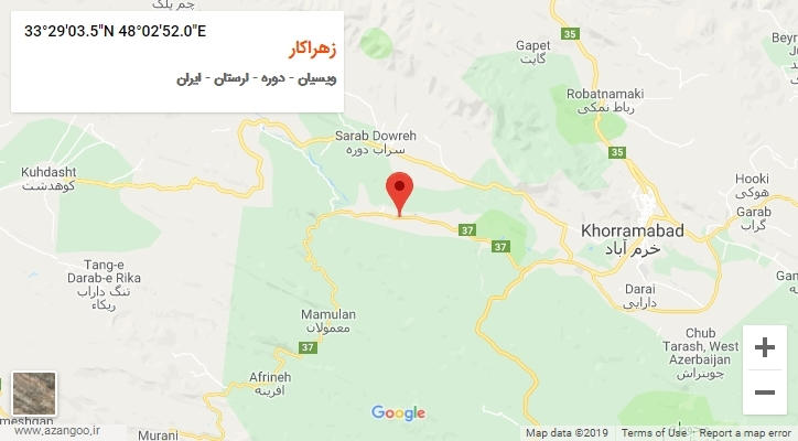 روستای زهراکار بر روی نقشه