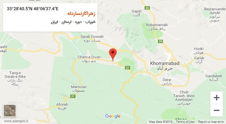 روستای زهراکارنساردله بر روی نقشه
