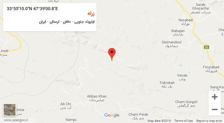 روستای زرله بر روی نقشه