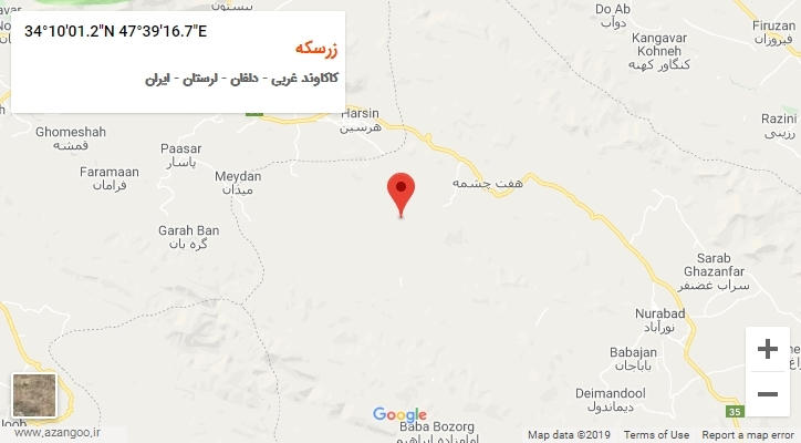 روستای زرسکه بر روی نقشه