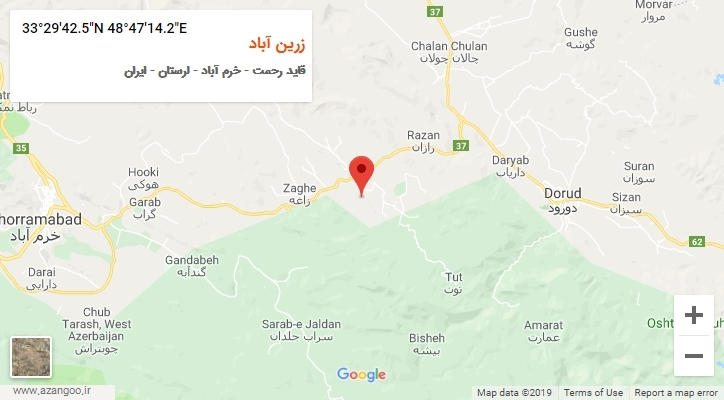 روستای زرین آباد بر روی نقشه