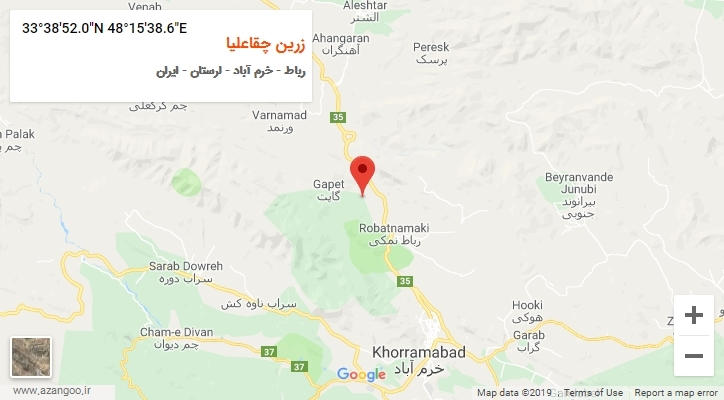 روستای زرین چقاعلیا بر روی نقشه