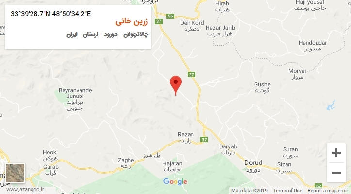 روستای زرین خانی بر روی نقشه