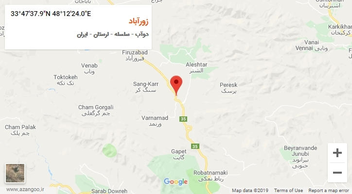 روستای زورآباد بر روی نقشه