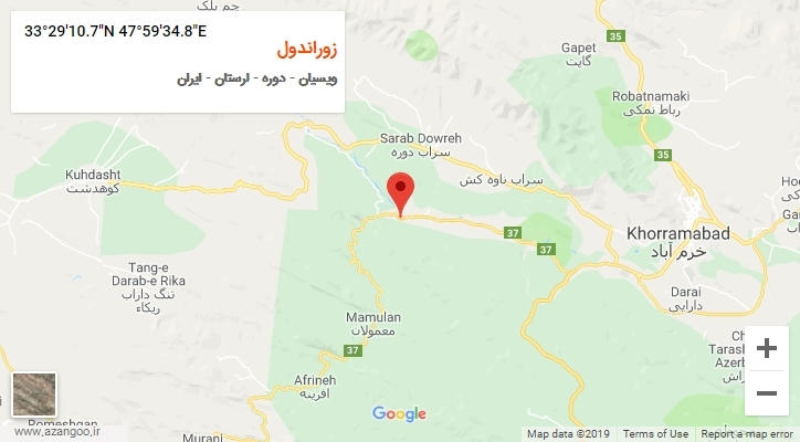 روستای زوراندول بر روی نقشه