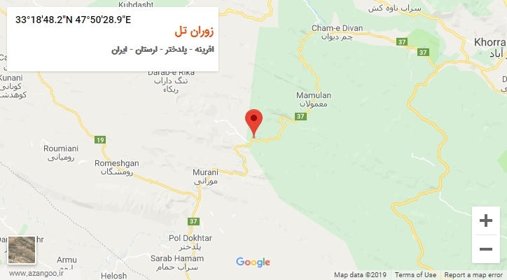 روستای زوران تل بر روی نقشه
