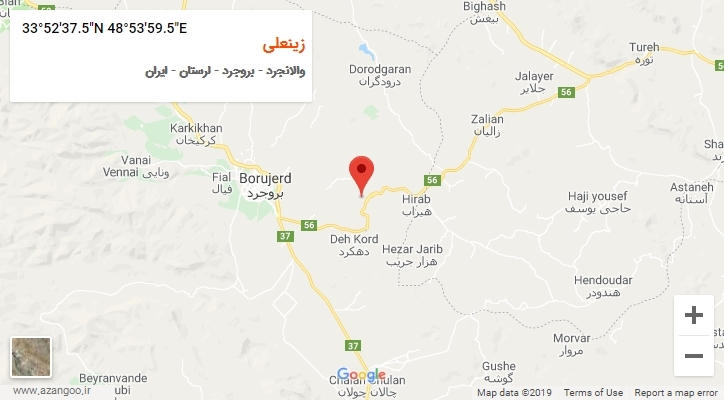 روستای زینعلی بر روی نقشه
