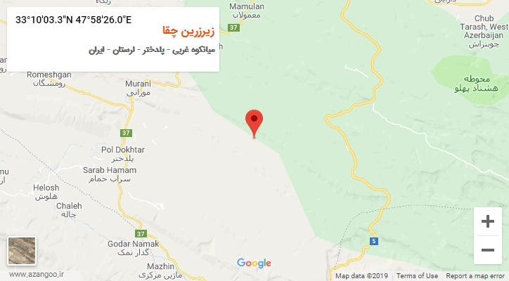 روستای زیرزرین چقا بر روی نقشه