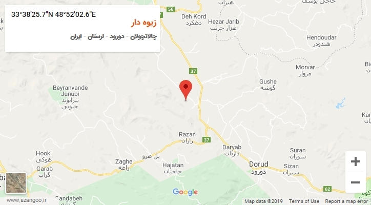 روستای زیوه دار بر روی نقشه