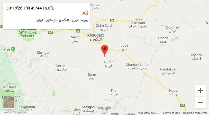 روستای ززم بر روی نقشه