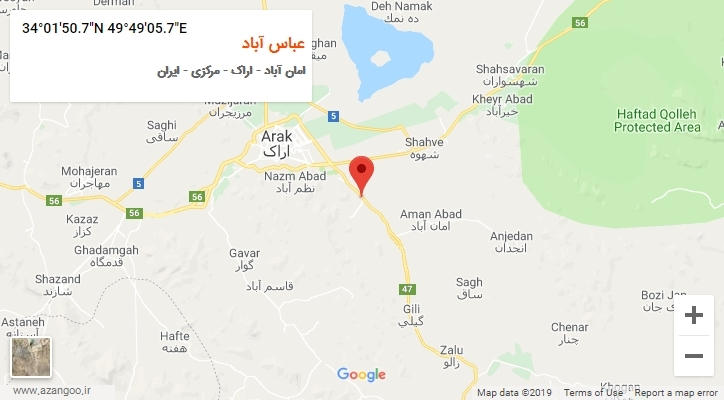 روستای عباس آباد بر روی نقشه