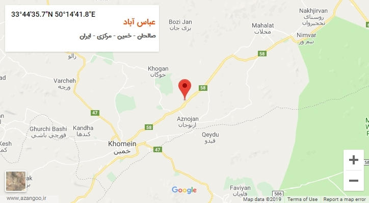 روستای عباس آباد بر روی نقشه