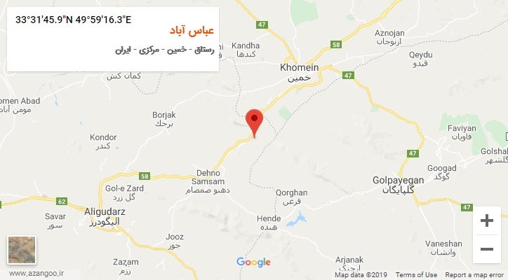 روستای عباس آباد بر روی نقشه
