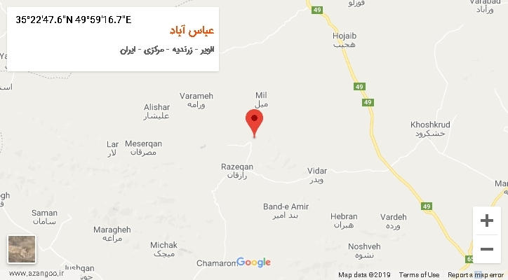 روستای عباس آباد بر روی نقشه