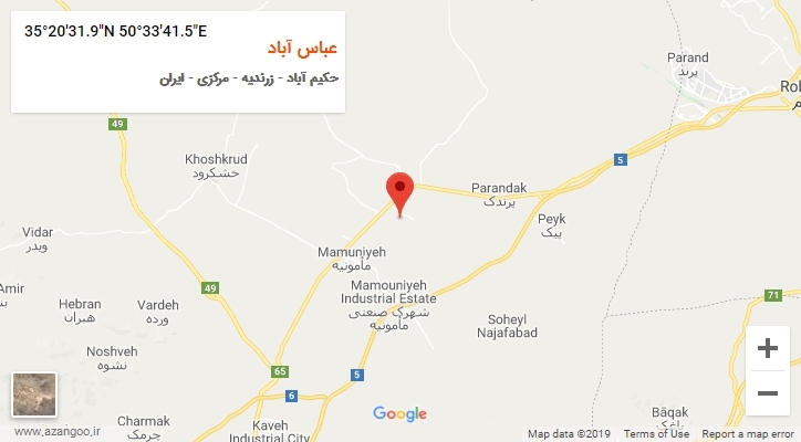 روستای عباس آباد بر روی نقشه