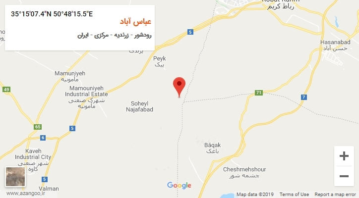 روستای عباس آباد بر روی نقشه