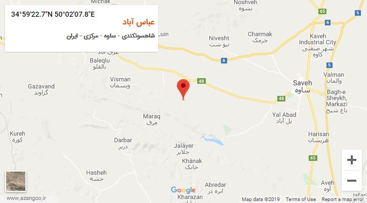 روستای عباس آباد بر روی نقشه