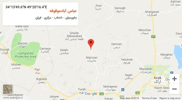 روستای عباس آبادموقوفه بر روی نقشه