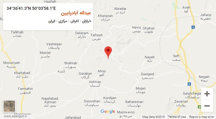 روستای عبداله آبادپایین بر روی نقشه