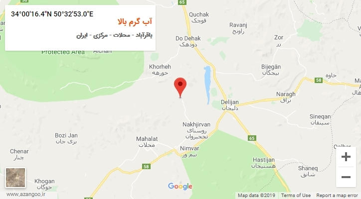 روستای آب گرم بالا بر روی نقشه