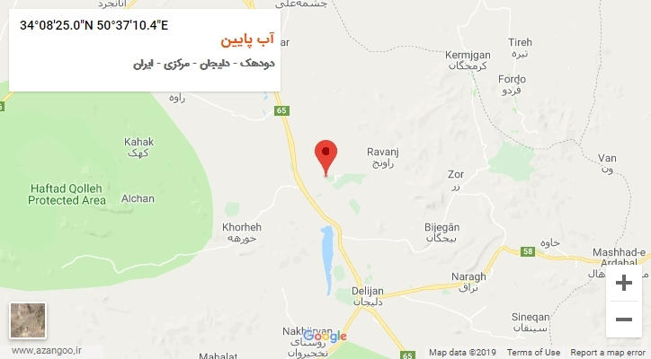 روستای آب پایین بر روی نقشه