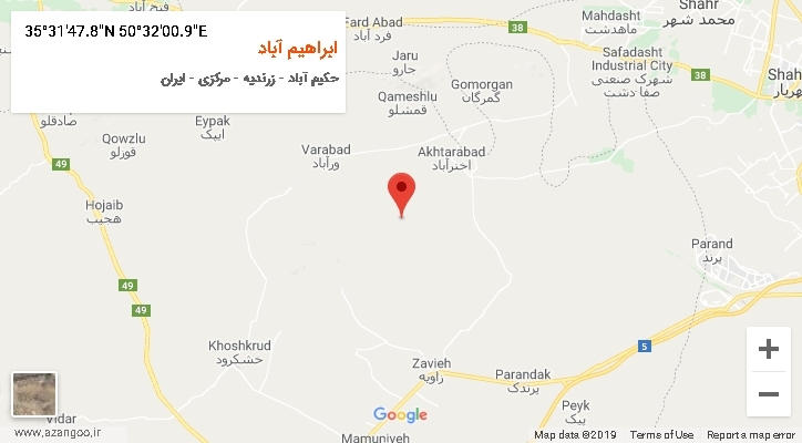 روستای ابراهیم آباد بر روی نقشه