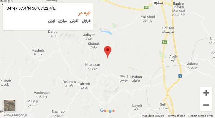 روستای ابره در بر روی نقشه