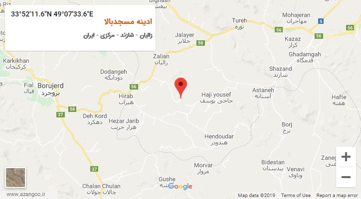 روستای ادینه مسجدبالا بر روی نقشه