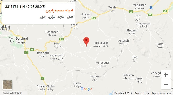 روستای ادینه مسجدپایین بر روی نقشه
