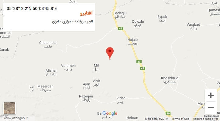 روستای آفتابرو بر روی نقشه
