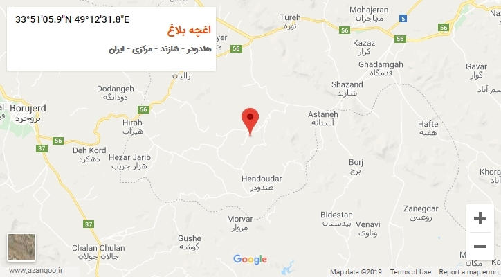 روستای اغچه بلاغ بر روی نقشه