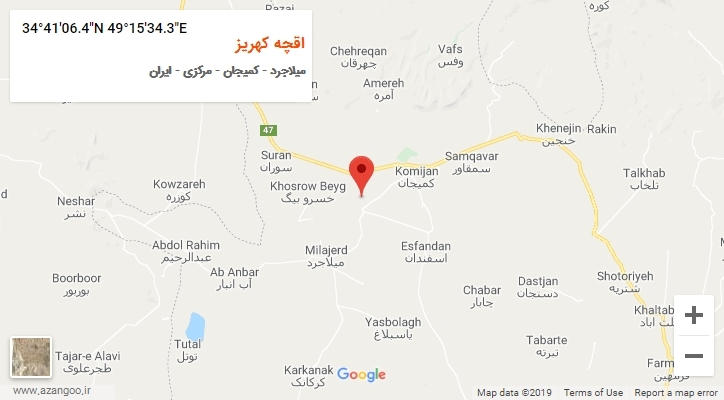 روستای اقچه کهریز بر روی نقشه